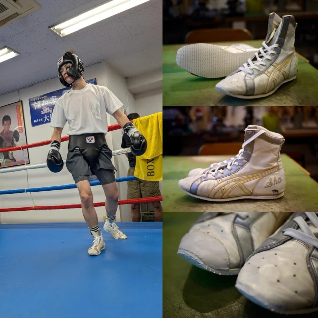 ボクシングシューズ修理、リソール／Boxing shoes resole